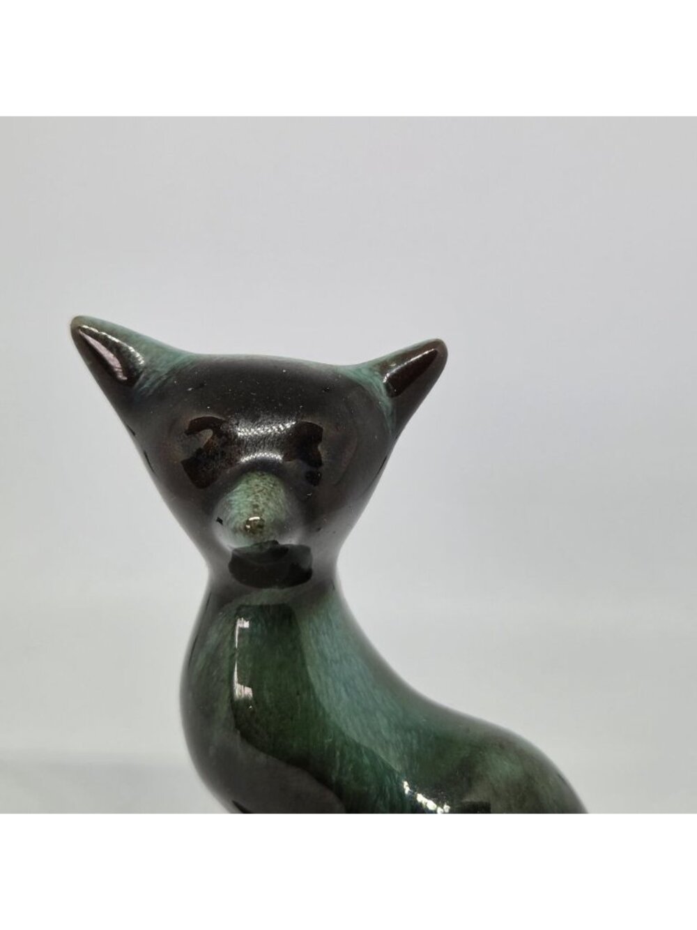 Blue Mountain Pottery 2.75" Fox Mid Century Figurine Art Retro Green Deip Glaze - Picture 2 of 13